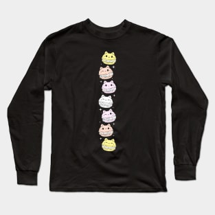 Pangender Pride Flag Month Cute Cat Kawaii Macaron Long Sleeve T-Shirt